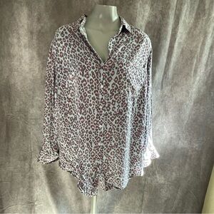 Velvet Heart Animal Print Button-Down Shirt